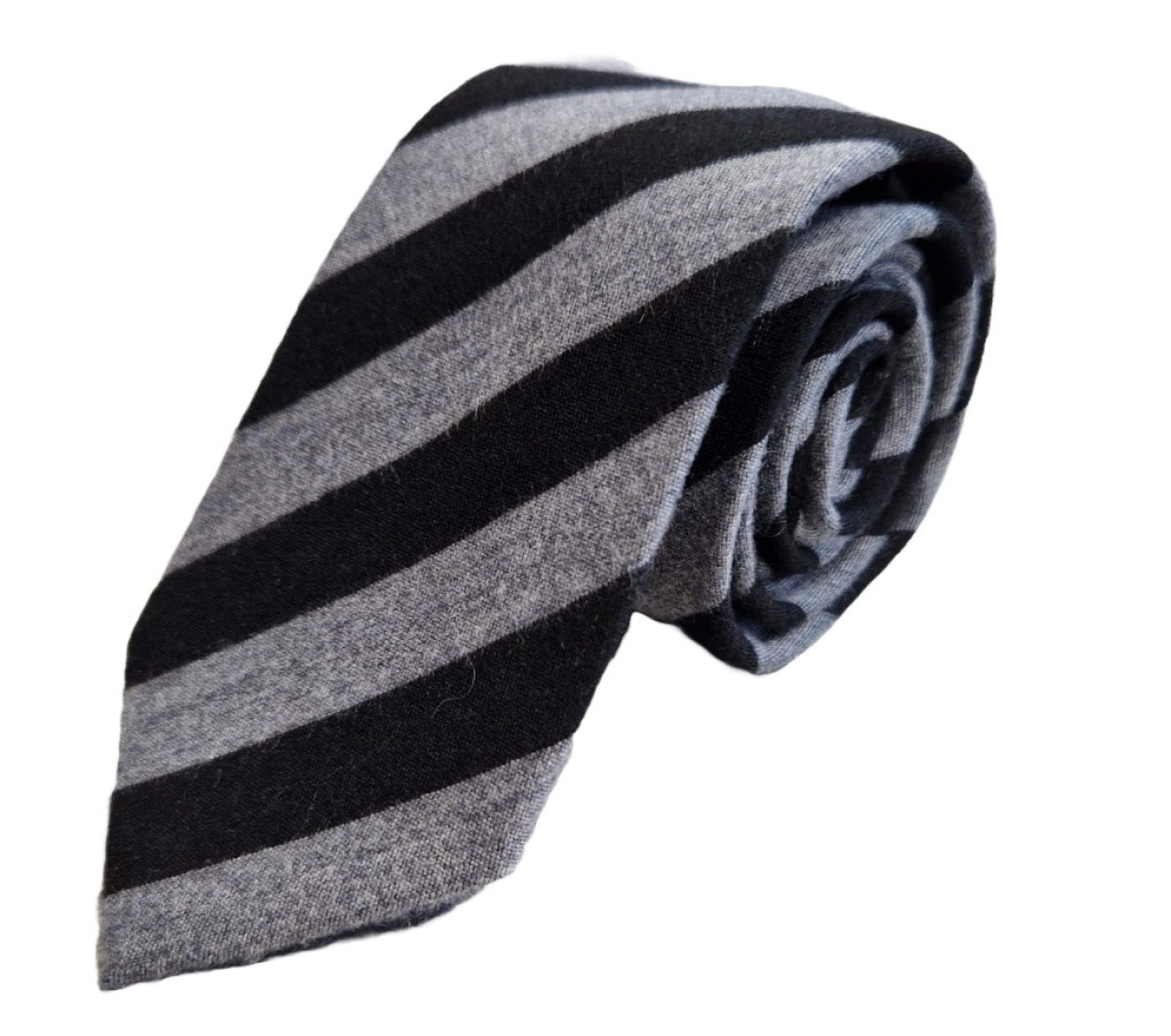 Necktie 50% wool-50% microfiber / 7,5-150cm / black-light grey